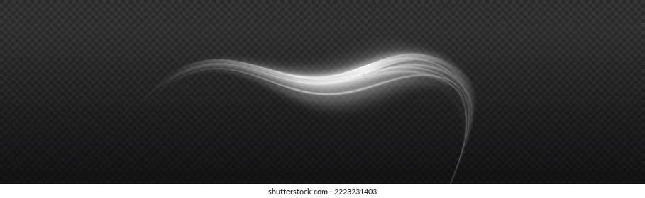 White glowing shiny lines effect vector background. Luminous white lines of speed. Light glowing effect. Light trail wave, fire path trace line and incandescence curve twirl.