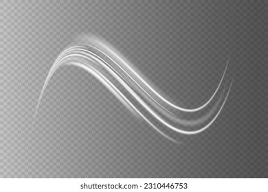 White glowing shiny lines effect vector background. Glowing blue speed lines. Light glowing effect. Abstract lines of motion. On a transparent background.