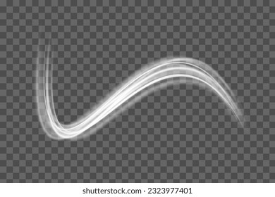 White glowing shiny lines effect vector background. Luminous white lines of speed. Light glowing effect. Light trail wave, fire path trace line and incandescence curve twirl.