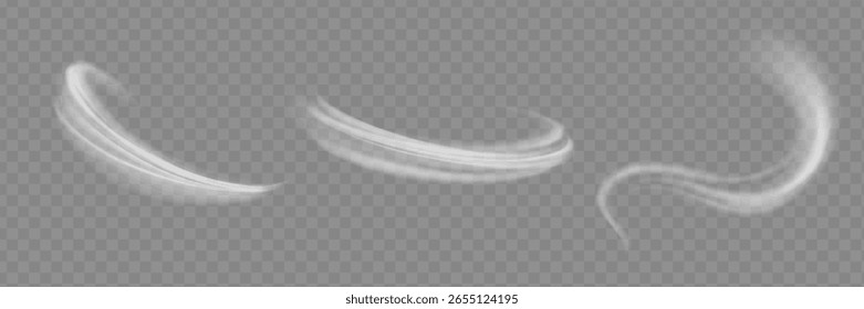 White glowing shiny lines effect vector background. Luminous white lines of speed. Light glowing effect. Light trail wave