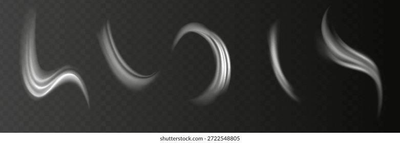 Fundo de vetor de efeito de linhas brilhantes brilhantes e brilhantes brancas. Linhas brancas luminosas de velocidade. Efeito de brilho claro. Onda de rastro leve, linha de rastro de fogo e giro curva de incandescência.