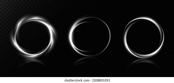 White glowing shiny spiral lines, round frames. Vector background. EPS10. Abstract effect of movement with the speed of light. Shiny wavy path. Light painting. Easy trail. Vector eps10.
