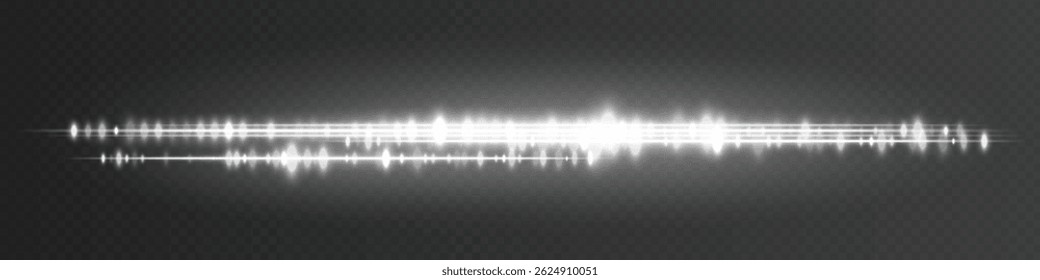 White glowing sound visualization with double wave lines and dense amplitude spikes, perfect for futuristic sound systems