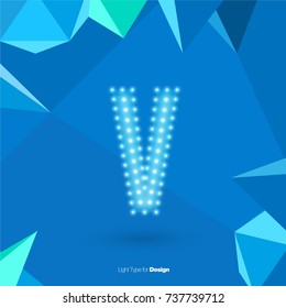 White Glowing Vector Font on Blue Background