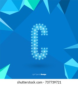 White Glowing Vector Font on Blue Background