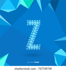 White Glowing Vector Font on Blue Background