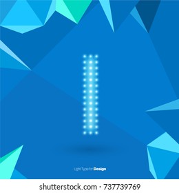White Glowing Vector Font on Blue Background