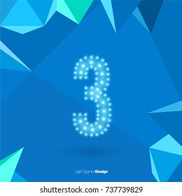White Glowing Vector Font on Blue Background