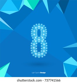 White Glowing Vector Font on Blue Background