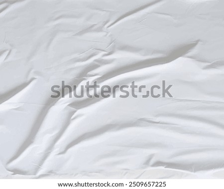 white Glued paper wrinkled effect realistic, adhesive foil with crumpled and greased wrinkles texture.
