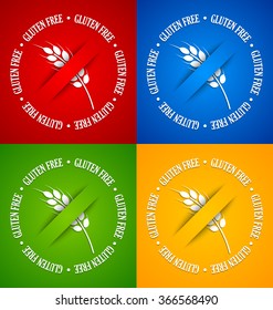 White gluten free sign on green, yellow, blue and red background