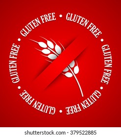 White gluten free sign on red background