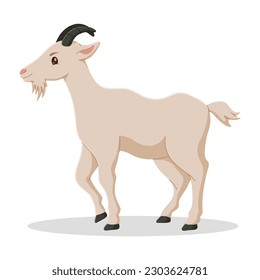 A white goat cartoon character. eid al adha mubarak icon. Vector illustration