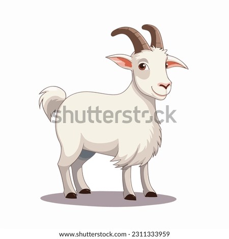 A white goat cartoon character illustration ストックフォト © 