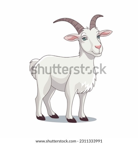 A white goat cartoon character illustration ストックフォト © 