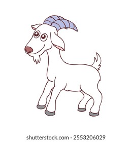 White Goat Cartoon Character Vector