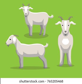 White Goat Cartoon Vector Illustration