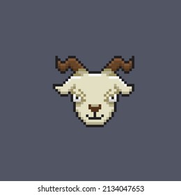white goat head in pixel style