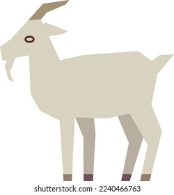 White goat icon. Polygonal long horn animal