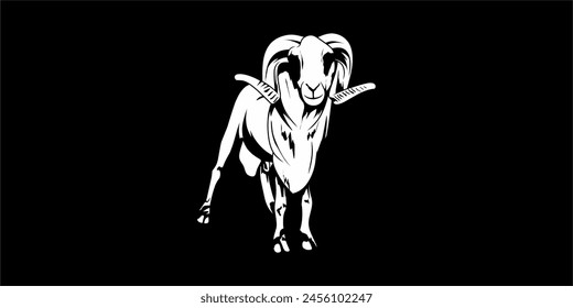white goat illustration with vector strokes suitable for logo or t-shirt design needs