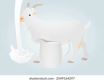 White goat isolated. vector illustration