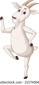 A white goat standing on one leg illustration