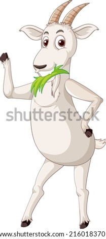 White goat standing on two legs illustration