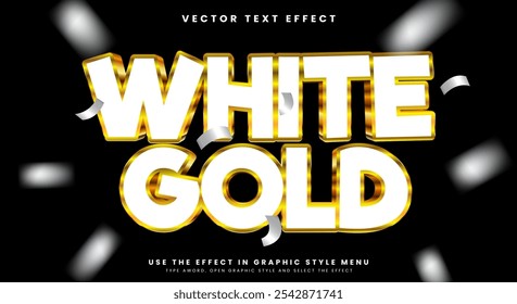 White Gold 3D Editable Text effect Template Suitable for sparkle style 