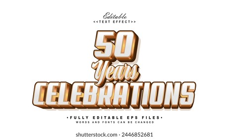 white and gold 50 years celebration text effect