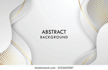 White and Gold Abstract Background. Creative Concept Template. Classy Premium Wedding Card. Grand Luxury Decorative Banner for Wedding and Birthday. Premium Congratulations Card. Event Invitation.
