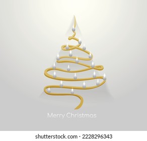 White Gold Abstract Luxury Christmas Tree Illustration Vector