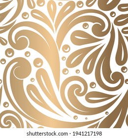 White and gold abstract seamless pattern. Vintage vector ornament template. Paisley elements. Great for fabric, invitation, background, wallpaper, decoration, packaging or any desired idea.