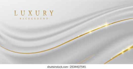 White and gold Abstract vector background luxury cloth or liquid wave or wavy folds of grunge silk texture satin velvet material stock illustration, Silk, Textile, Backgrounds, Satin