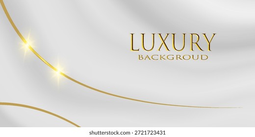 Weiß und gold Abstrakter Vektorhintergrund luxuriöses Tuch oder flüssige Welle oder gewellte Falten von farbiger Seide Textur Satin Samt Material Stockillustration, Seide, Textil, Hintergründe, Satin
