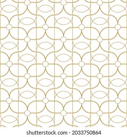 White and Gold Art Deco Pattern. Seamless Geometric Texture for Backgrounds and Fabric. Minimal and Elegant Aesthetics.