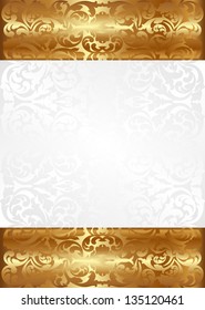 Fondo blanco y dorado con adornos