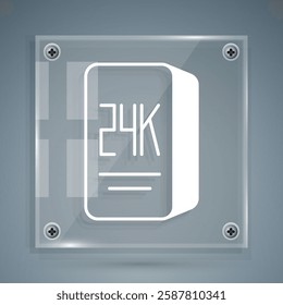 White Gold bars 24k icon isolated on grey background. Banking business concept. Square glass panels. Vector