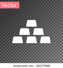 White Gold bars icon isolated on transparent background. Banking business concept. Vector Illustration