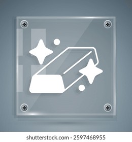 White Gold bars icon isolated on grey background. Banking business concept. Square glass panels. Vector