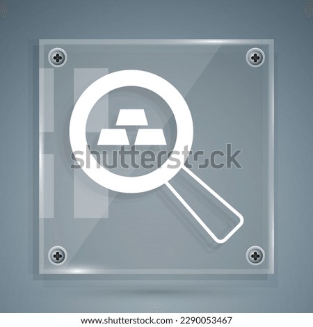 White Gold bars icon isolated on grey background. Banking business concept. Square glass panels. Vector