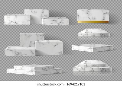 White and gold Blank Box square Block marble template set with shadow background. concept podium stage showcase for product, promotion sale, banner, presentation, cosmetic, offer. 3D Realistic vector