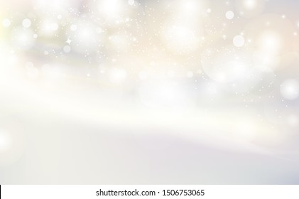 White and gold Bokeh abstract background vector illustration, seasonal holiday celebration