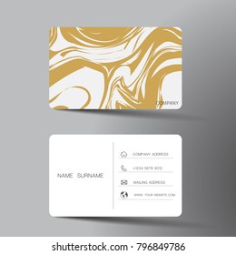 White and gold business card template design. With inspiration from the abstract. Contact for company. Two sided on the gray background. Vector illustration. 
