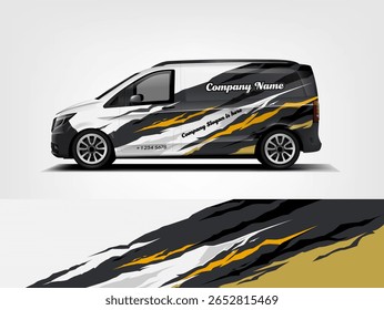 White and Gold Business Van Wrap Clean Corporate Style for Professional Services