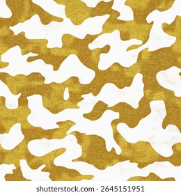 White and gold camouflage pattern with large shapes, on linen fabric print pattern, cotton, silk, vector illustration, doodle summer, kids and baby designs for print fabric.