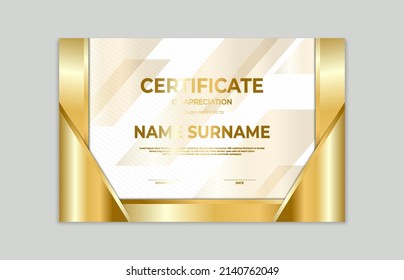White and gold certificate border template. For appreciation, business and education needs