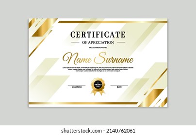 White and gold certificate border template. For appreciation, business and education needs