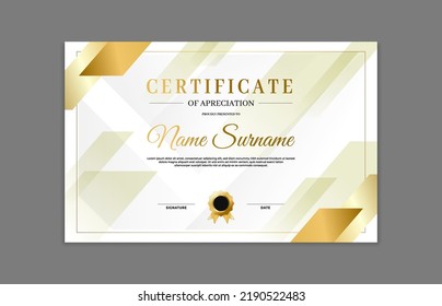 Modèle de bordure de certificat blanc et or. Pour l'appréciation, les entreprises et l'éducation