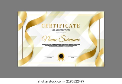 White and gold certificate border template. For appreciation, business and education needs