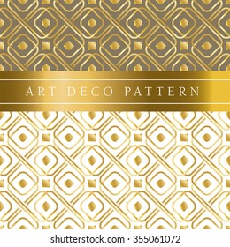 white and gold clover vector seamless pattern in art deco style. Tileable background